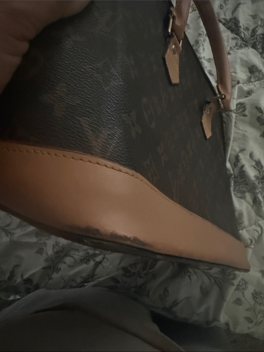 Brown Monogram Satchel with Tan Trim - Picture 11 of 15